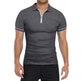 thumbnail image 1 of Gibobby Playera Polo Polo de manga corta con cierre para hombre estilo casual de punto(Gris oscuro,M), 1 of 4