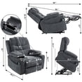 thumbnail image 6 of HSUNNS Lift Recliner Chair, Chenille Lift Recliners with Flip Armrest, Side Pockets and Cup Holder for Elderly, Power Sofa Chair with Remote Control for Living Room and Home Theater, Taupe, 6 of 10