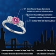thumbnail image 2 of Gem Stone King 925 Sterling Silver Pink Moissanite and Lab Grown Diamond Engagement Ring for Women | 1.80 Cttw | Round 6MM | Gemstone Birthstone | Size 5, 2 of 6