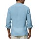 thumbnail image 3 of Ceisia Men's Relaxed Fit Cotton-Linen Henley Shirts, Breathable Long Sleeve Casual Tops with Chest Pocket Gifts, 3 of 4