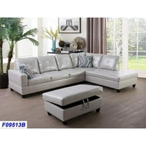 PonLiving PonLiving Funiture Right Facing 3PC Sectional Sofa Set,Faux Leather, Powder