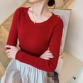 thumbnail image 3 of Autumn Winter New Fashion Round Neck Long Sleeve Women's Clothing Pullovers Slim Solid Color Knitting Korean All-match Blouses, 3 of 5