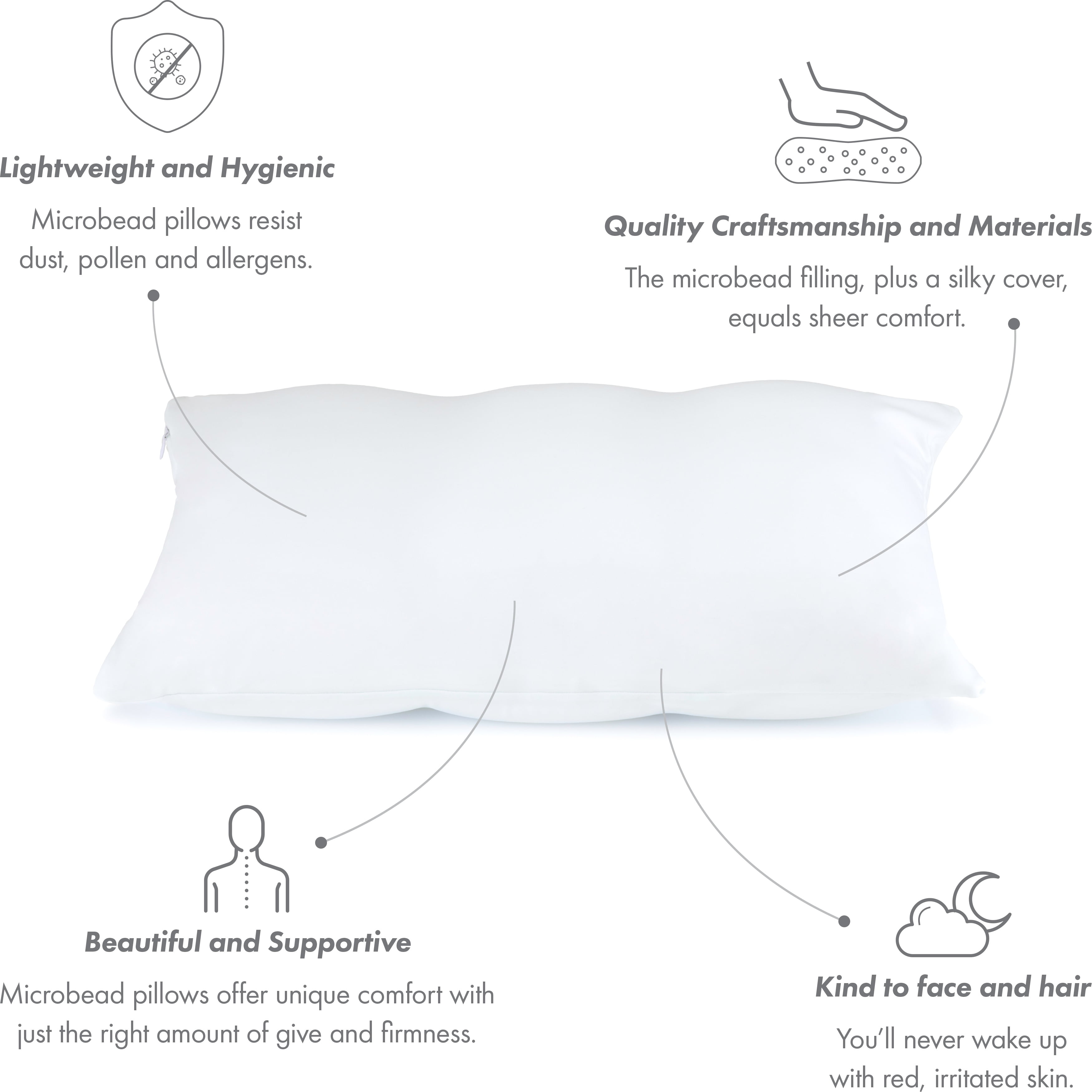 Pillowy Small Silk-like Microbead Bed Pillow - Removable Cover
