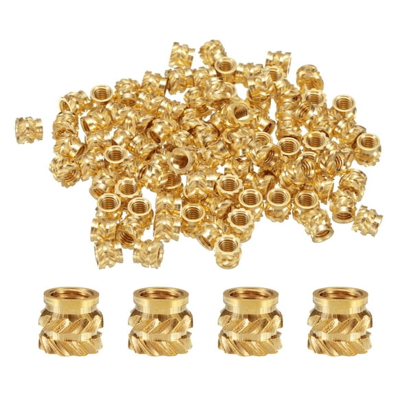 100 Packs M2.5 Threaded Inserts Brass Heat Set Insert M2.5x3.5mm, OD 4mm Knurled Insert Nuts