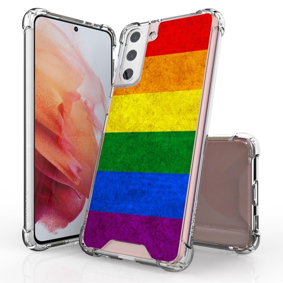 ANJ  Hybrid Slim Hard Back Cover Case Flexible Bumper for Samsung Galaxy S21 Plus - Rainbow Pride