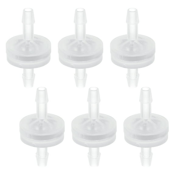 Uxcell 5/32 Inches One Way Check Valve, 6 Pcs Plastic Hose Barb Inline Non-Return Ozone Resistance Plastic Valves for Gas Water Liquid Air, Clear