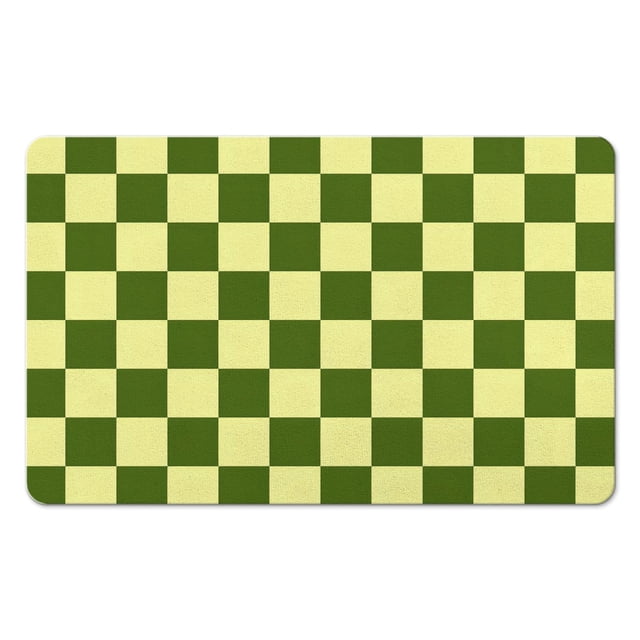 Elegant Absorbent Bathroom Rugs: Cute Checkered Bath Mat. Non-Slip, Machine Washable Small Indoor Doormat Perfect for Shower, Sink & Tub, 20x32in