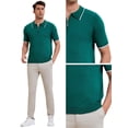 thumbnail image 5 of DARING DIVA Men's Formal Short Sleeved Zipper Slim Fit Classic Polo Shirts S Green, 5 of 5