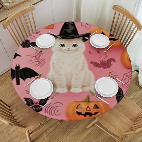 BANET Halloween Cute Table Cloth Waterproof Round Tablecloth Washable Table Cover for Kitchen Outdoor Party Wedding 31"-35