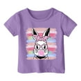 thumbnail image 4 of Toddler Girls Tops & T-Shirts Kids Easter Bunny Graphic Loose Fit Casual Short Sleeve Pullover Tee Shirts Streetwear,Purple,12-13 Years, 4 of 4