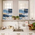thumbnail image 3 of Abstract Collage Art Curtain Valances Set Retro Blue Oil Painting Texture Kitchen Curtains 36&nbsp;inch Length Rod Pocket Valance and Tiers 3 Piece Set Small Bedroom Bathroom Laundry Decor, 3 of 9