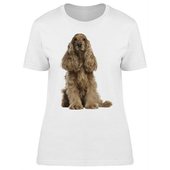 Spaniel Dog Sitting, Cute T-Shirt Women -Image by Shutterstock, Female XX-Large