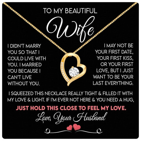 To My Wife Necklace From Husband With Heartfelt Message & Elegant Box - Soulmate Necklace For Women, Romantic Jewelry Her On Birthday, Anniversary #2124, White Forever Love Necklace