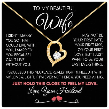 To My Wife Necklace From Husband With Heartfelt Message & Elegant Box - Soulmate Necklace For Women, Romantic Jewelry Her On Birthday, Anniversary #2124, White Forever Love Necklace