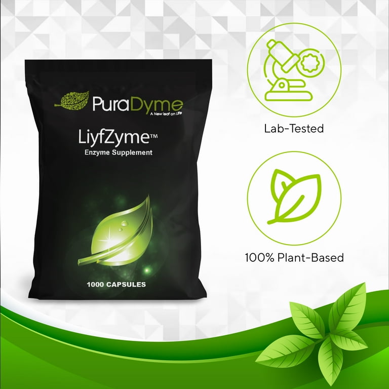 PuraDyme LiyfZyme Plant-Based Digestive Enzyme, Digestive Health