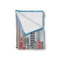 thumbnail image 2 of North Carolina Soft Flannel Fleece Blanket, Charlotte Skyline with Urban Skyscrapers Buildings City Landscape, Cozy Plush for Indoor and Outdoor Use, 60" x 80", Blue Pale Grey Coral, by Ambesonne, 2 of 5