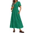 thumbnail image 1 of Vestido largo PRETTYGARDEN 2025 para mujer con cuello en V y manga corta, 1 of 7