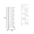 thumbnail image 3 of Bathroom Cabinet, 63" High Linen Tower, 4 Open Shelves, White Storage Organizer White + Bathroom + Modern + MDF + Engineered Wood + Manual, 3 of 7