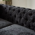 thumbnail image 3 of 5-Seat Classic Chesterfield Chenille Sofa Set with Copper Nail Decoration Armrest , Buttons Tufted Upholstered Couch with Golden Metal Legs & Pillows for Living Room, Black, 3 of 9
