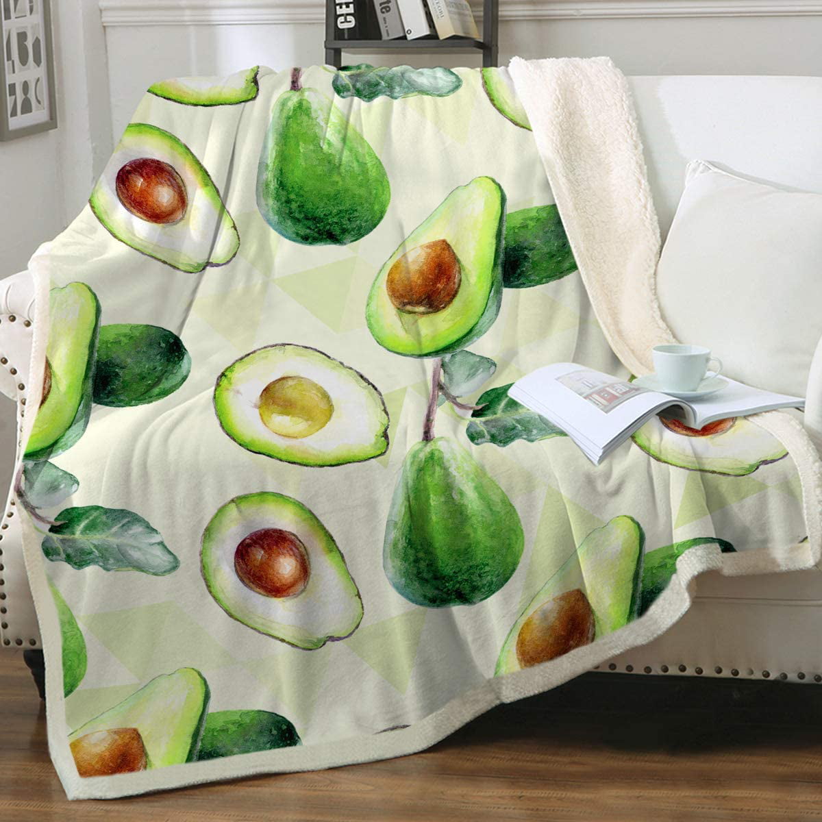Flannel Fleece Blanket Full Size Delicious Avocado Egg Blanket,All-Season Plush Blanket for Couch Bed Travelling Camping Or Kids Adults 80X60