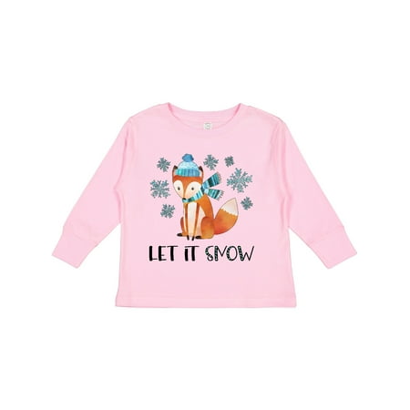 

Inktastic Let It Snow Cute Orange Fox in Hat and Scarf Gift Toddler Boy or Toddler Girl Long Sleeve T-Shirt