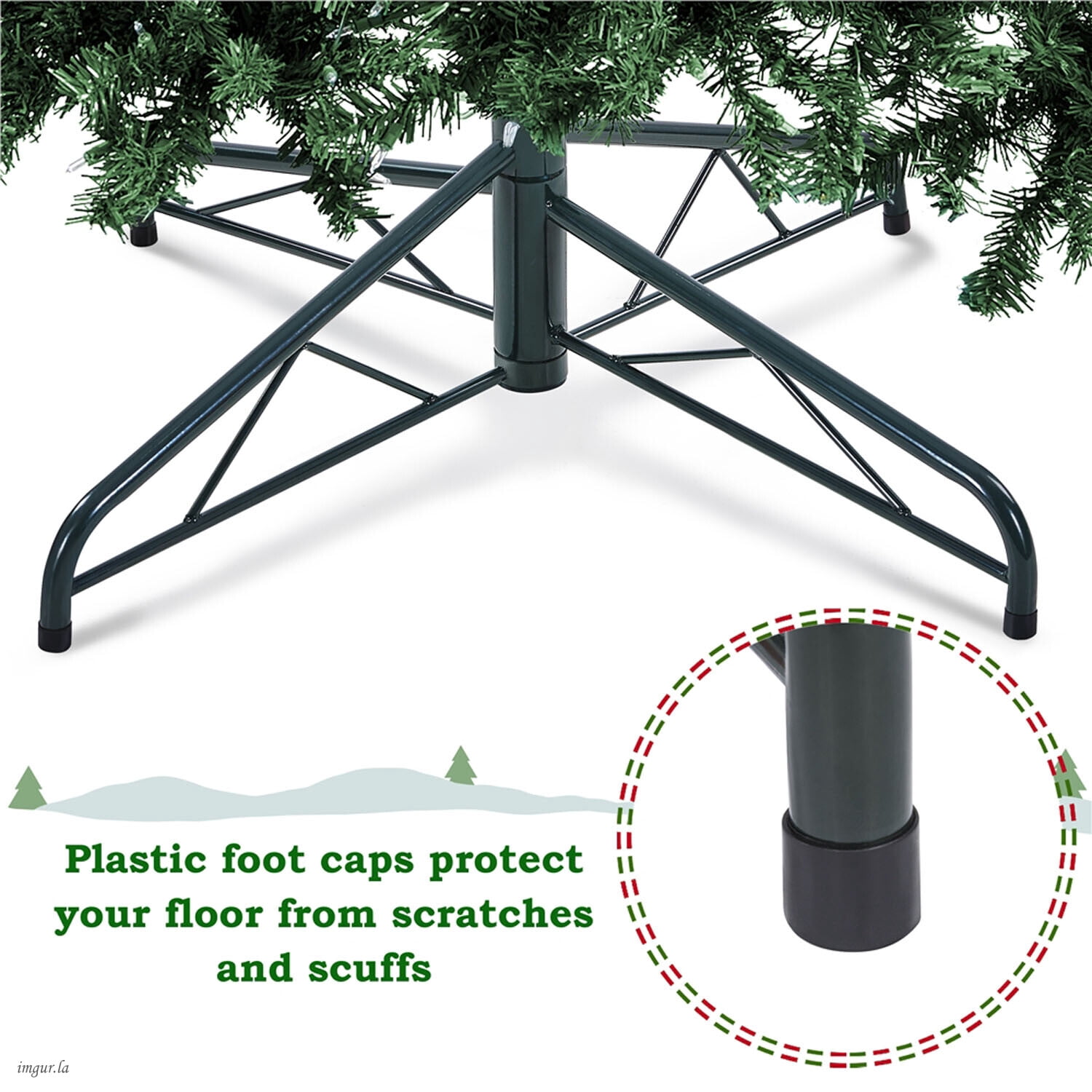 Alden Design 12FT Artificial Christmas Fir Tree with Foldable Stand,Pre-lit Xmas Tree with 1500 LED Warm Lights,Green