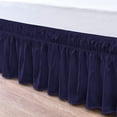 thumbnail image 3 of LINEN SHEETS- 100% Microfiber - Wrap Around Ruffled Bed Skirt with 18 Inch Tailored Drop - Adjustable Elastic Dust Ruffles Easy Fit- Luxurious & Wrinkle Free-Queen Size- Navy Blue Solid, 3 of 5