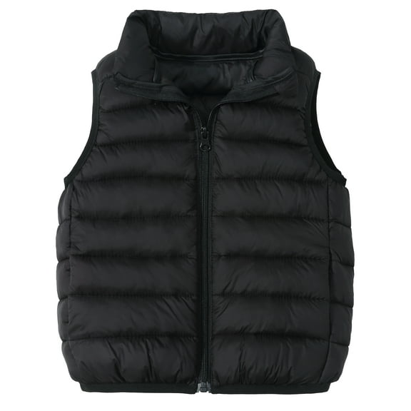 Happy Cherry Kids Lightweight Puffer Vest Boys Down Vest Girls Sleeveless Jacket Warm Quilted Gilet Winter Waistcoat Snow Outerwear Outdoor Stand Collar Bodywarmer Cotton Padded for 11-12 Years Black
