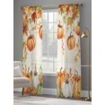 thumbnail image 4 of Orange Green Pumpkins Fall Sheer Curtains 84 Inch Length 2 Panels Set for Living Room/Bedroom, Thanksgiving Botanical Semi Curtain Sheers Drapes Rod Pocket Curtains Window Treatment Set 52''x84''x2, 4 of 7
