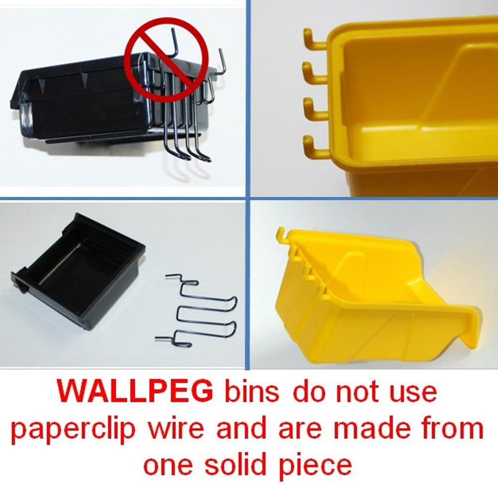 WallPeg Pegboard Bin Kit - Pegboard Parts Storage Craft Organizer Tool Peg Board Workbench Bins Accessories MEGA-PACK LARGE (12)