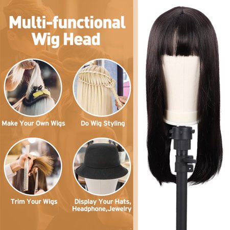 PENTAQ 22″ CANVAS CORK WIG HEAD WITH 57″ MANNEQUIN TRIPOD FOR WIGS,MANIKIN HEAD BLOCK SET FOR WIGS MAKING DISPLAY WITH WIG CAPS,T PINS SET,COMB
