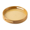 thumbnail image 2 of simhoa Bamboo Serving Tray with Handles Dinner Tray for Living Room Home Countertop Diameter 25cm, 2 of 8
