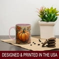 thumbnail image 3 of Uuiauoio Rustic Pumpkin Autumn Leaves Coffee Mug 11oz Ceramic Farmhouse Style Fall Harvest Thanksgiving Halloween Ghost Bat Witch Design for Party Gift Everyday Drinkware Hot Cold Beverage Cup, 3 of 5