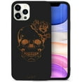 thumbnail image 1 of Case Yard Wooden Case for iPhone-11-Pro-Max Soft TPU Silicone cover Slim Fit Shockproof Wood Protective Phone Cover for Girls Boys Men and Women Supports Wireless Charging Skull Flower Design, 1 of 7