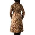 thumbnail image 6 of Jess by Meiko Women's Coats Faux Suede Leopard Print Belted Trench Coat XL Brown, 6 of 7