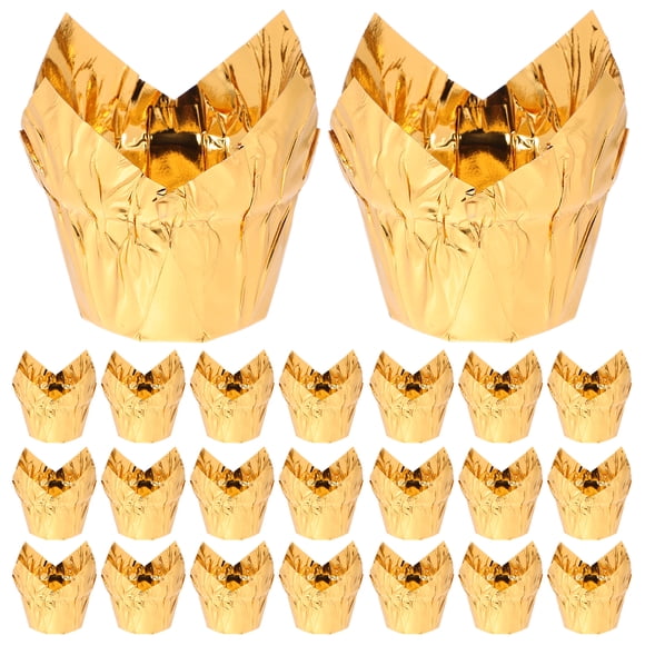 50 moldes para tartas, moldes de papel para magdalenas, accesorios para repostería casera (dorados)