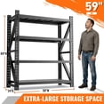 thumbnail image 5 of IKIMI 69"H 4-Tier Metal Heavy Duty Garage Shelving, 3000Lbs Adjustable Garage Storage Shelves Storage Racks for Home, Garage, Basement, Warehouse, 69"H x 59"W x 23.6"D, 5 of 8