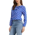 thumbnail image 5 of INSPIRE CHIC Style Women's Valentine's Day Ruffle Neck Long Sleeve Blouse Shirts S Blue Pink-Dots, 5 of 7
