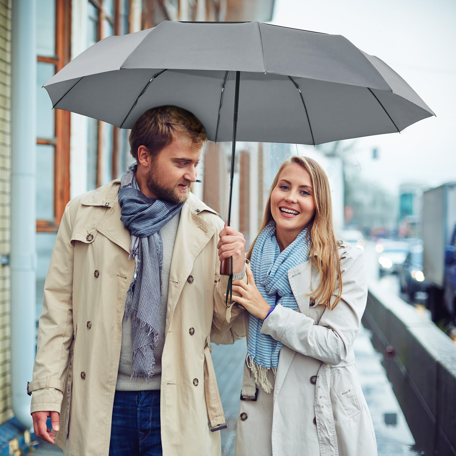 G4Free 54" Large Compact Windproof Golf Umbrella | Auto Open/Close Folding Travel | Reinforced 10-Frame Vented Double Canopy for Men & Women
