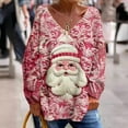 thumbnail image 2 of Women's Christmas and Halloween Art Print Sweatshirt V-Neck Long Sleeve Top, 2 of 5