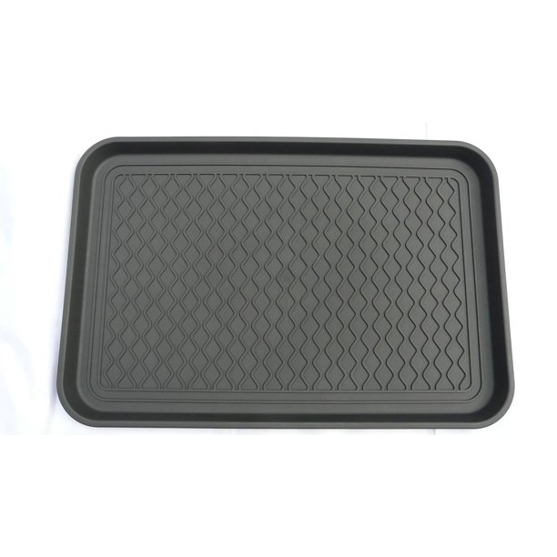 Ottomanson Boot Tray Pet Bowl Mat Utility Storage Tray, Black, 23" X 15