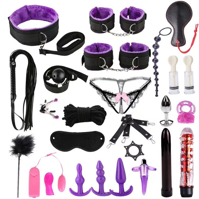 Juego de 26 Uds de juguetes sexuales de cuero PU, conjunto de atado SM para parejas, adultos, traje Sexy para parejas, juego