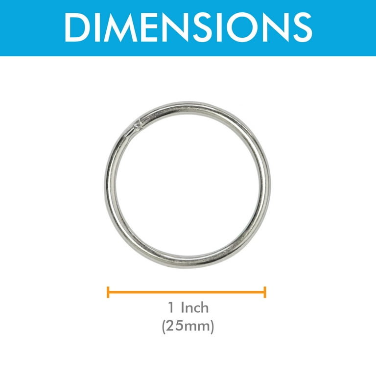 1 (25mm) Nickel Plated Silver Steel Round Edged Split Circular Keychain  Ring Clips for Car Home Keys Organization, Arts & Crafts, Lanyards (100)