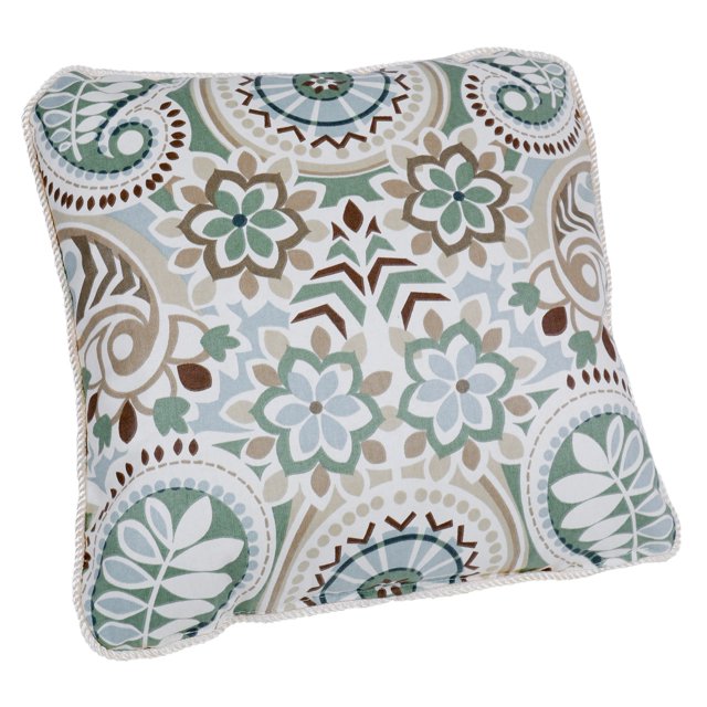 Ellis Curtain Paisley Prism - Almohada Con Estampado Floral Jacobeo, 17 X 17 Pulgadas, Color Café Con Leche