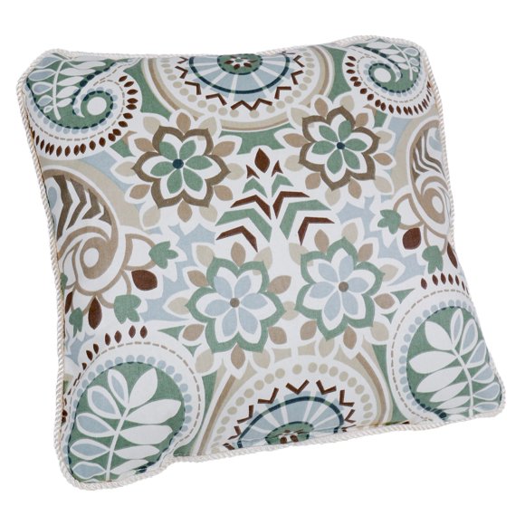 Ellis Curtain Paisley Prism - Almohada Con Estampado Floral Jacobeo, 17 X 17 Pulgadas, Color Café Con Leche
