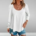 thumbnail image 2 of gakvbuo Tunic Tops For Women Eyelet Embroidery Long Sleeve Loose Fit Dressy Casual Hem Flowy Crewneck Blouse Basic Tees Fall Clothes, 2 of 6