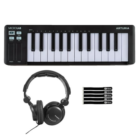 Arturia MicroLab mk3 Black Ultra-Compact MIDI Controller with Headphones Package
