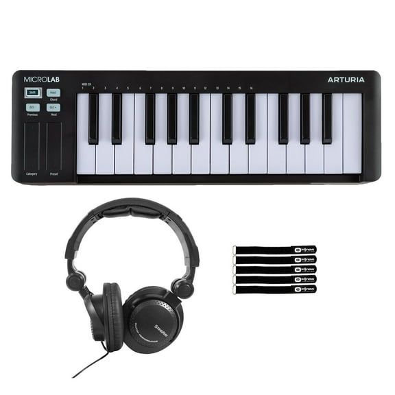 Arturia MicroLab mk3 Black Ultra-Compact MIDI Controller with Headphones Package