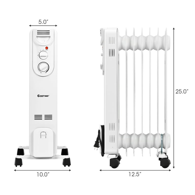 Costway 1500W Electric Indoor Oil Heater W/3 Heat Settings u0026 Safe  Protection for Home - Walmart.com