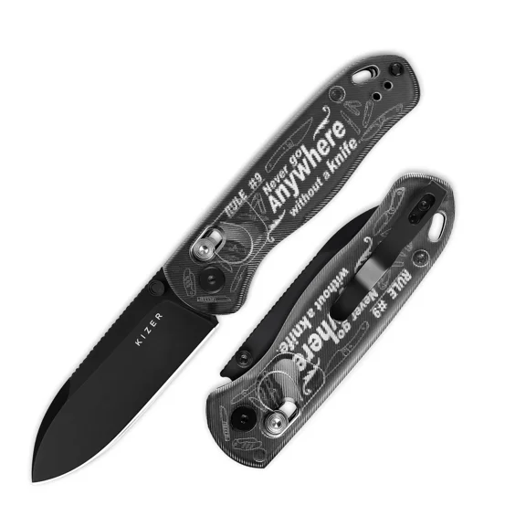 Kizer Drop Bear Folding Pocket Knife Nitro-V Blade Acrylic Handle Gift V3619A14